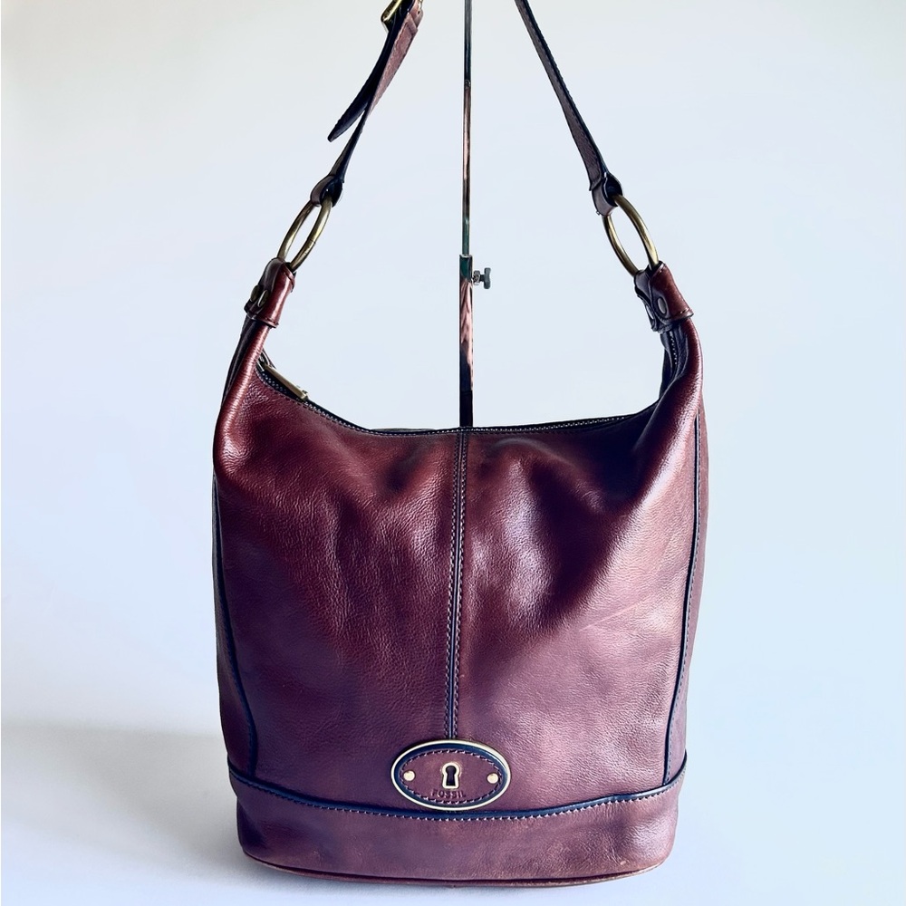 Fossil Brown Genuine Leather Hobo Shoulder Bag